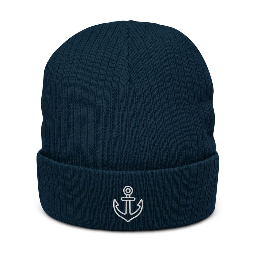 Bonnet à revers recyclé - logo ancre marine brodé - tshirtenfolie.fr