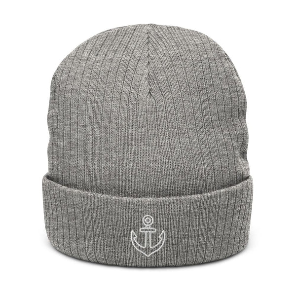 Bonnet à revers recyclé - logo ancre marine brodé - tshirtenfolie.fr