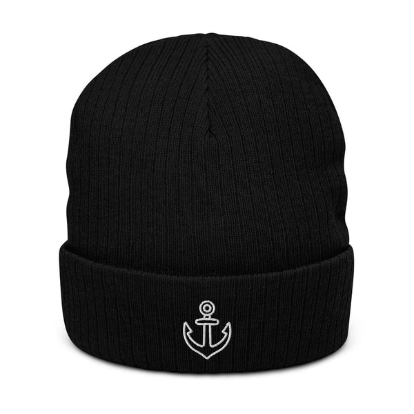 Bonnet à revers recyclé - logo ancre marine brodé - tshirtenfolie.fr