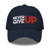 Casquette Never Give Up bleu profil