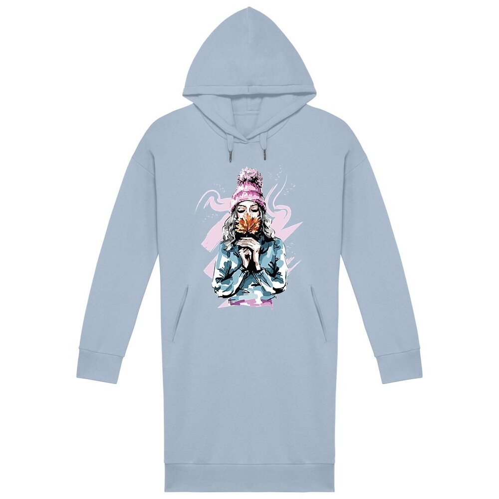 sweat à capuche long bleu
