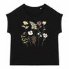t-shirt à fleur en coton bio noir certifié GOTS