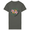 robe-t-shirt-printemps-kaki-deisgn-fleurs