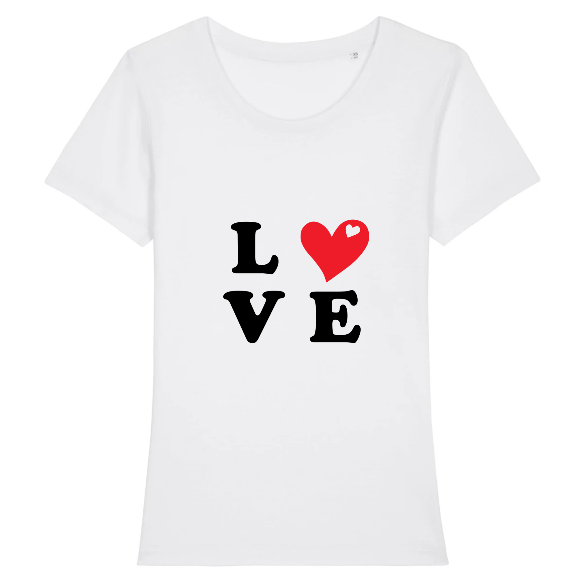 T-shirt Blanc Femme manche courte - impression LOVE