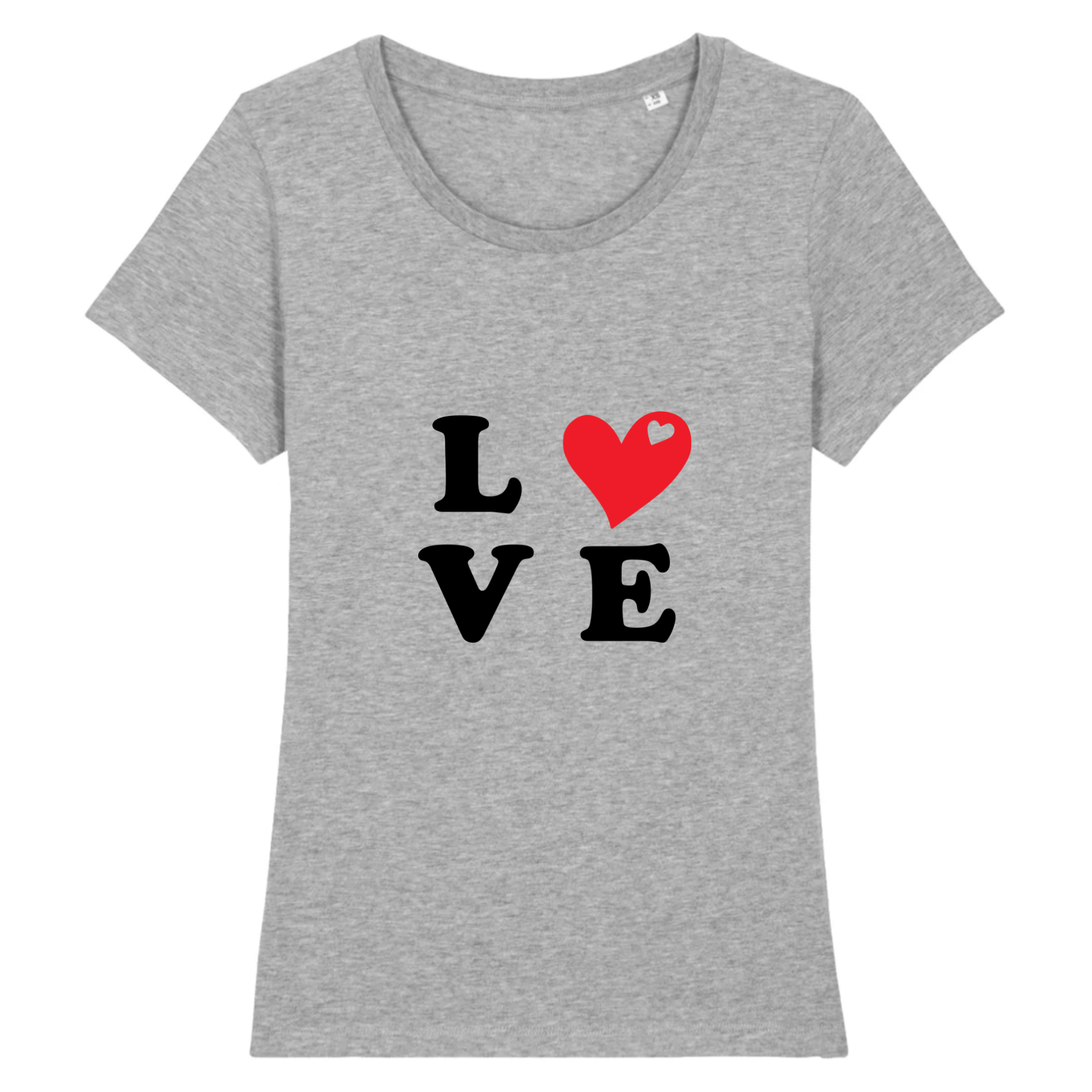 T-shirt gris Femme manche courte - impression LOVE