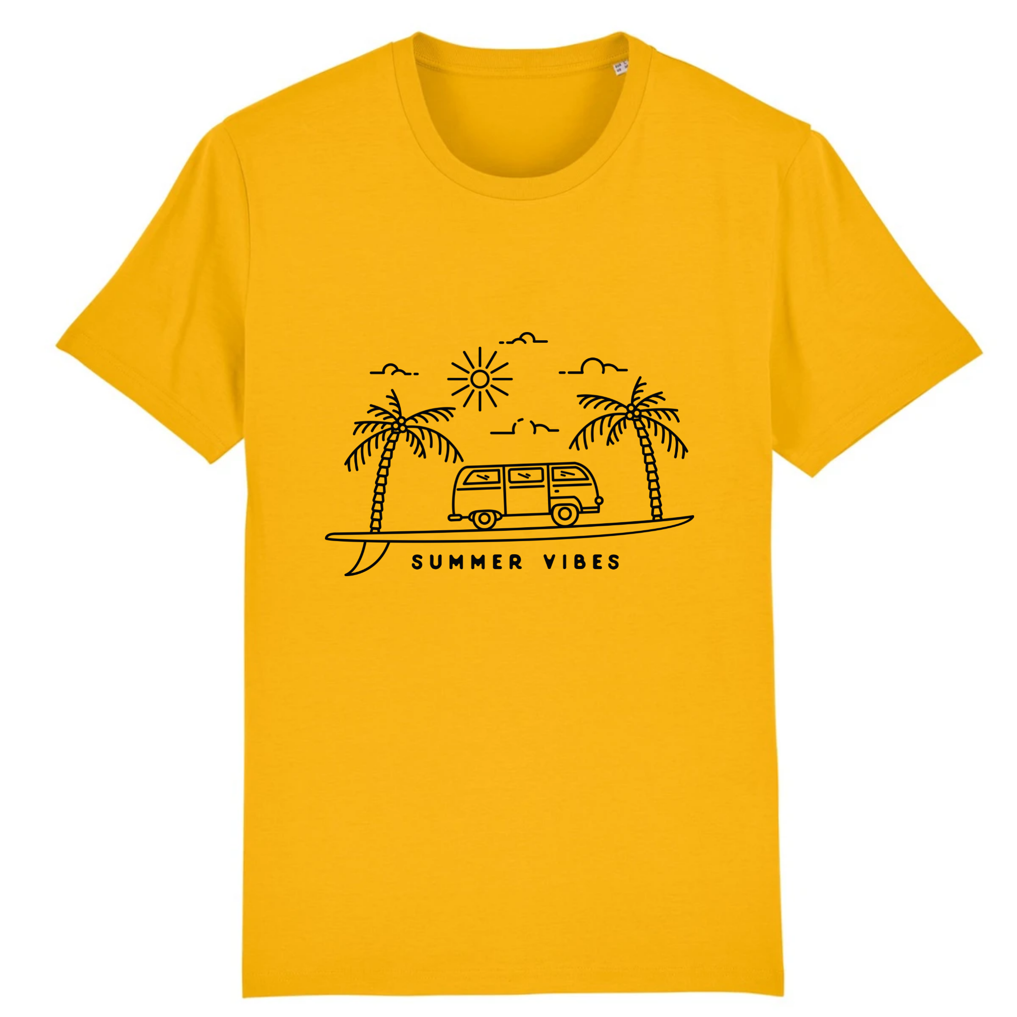 T-shirt homme en coton bio - planche de Surf Jaune