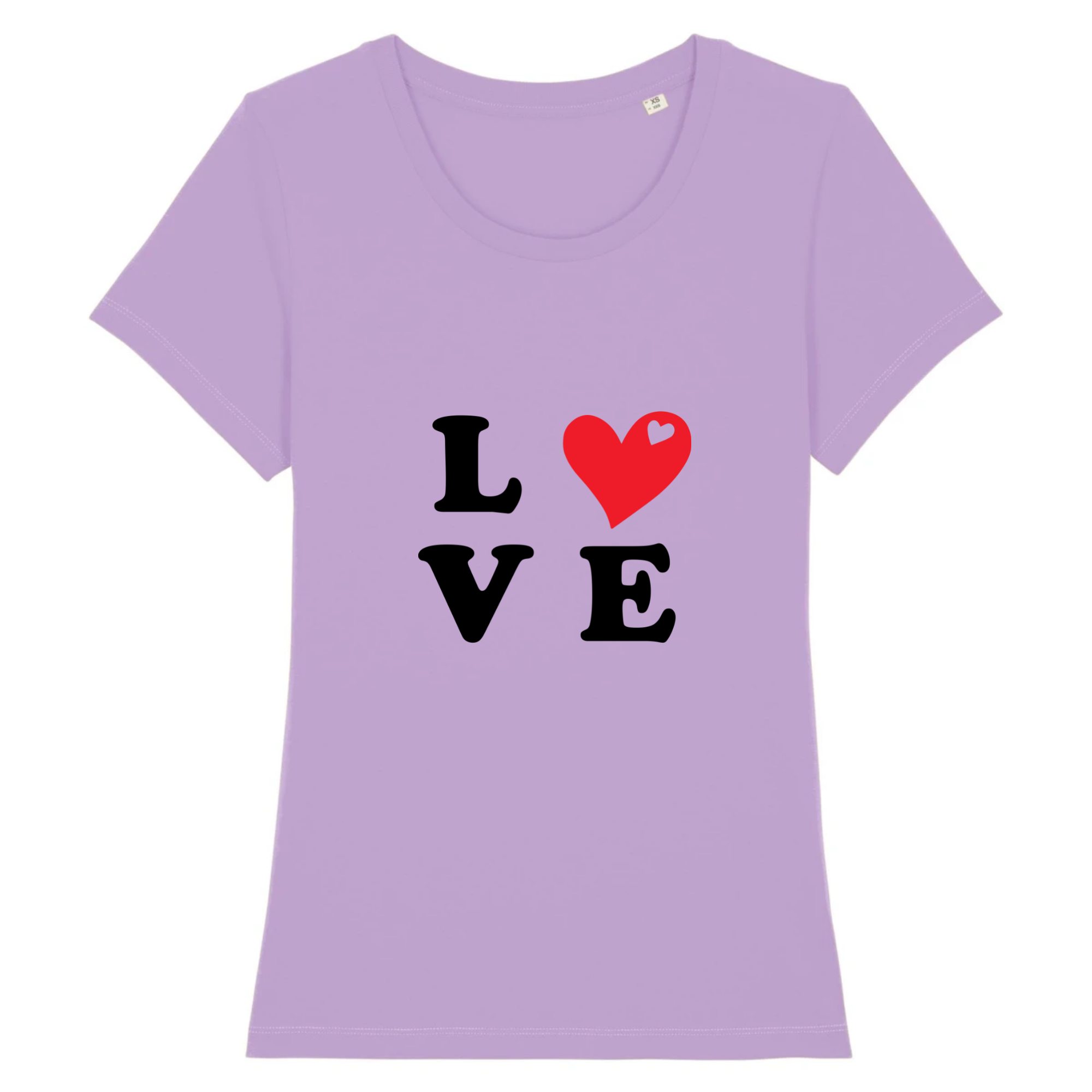 T-shirt lavande Femme manche courte - impression LOVE