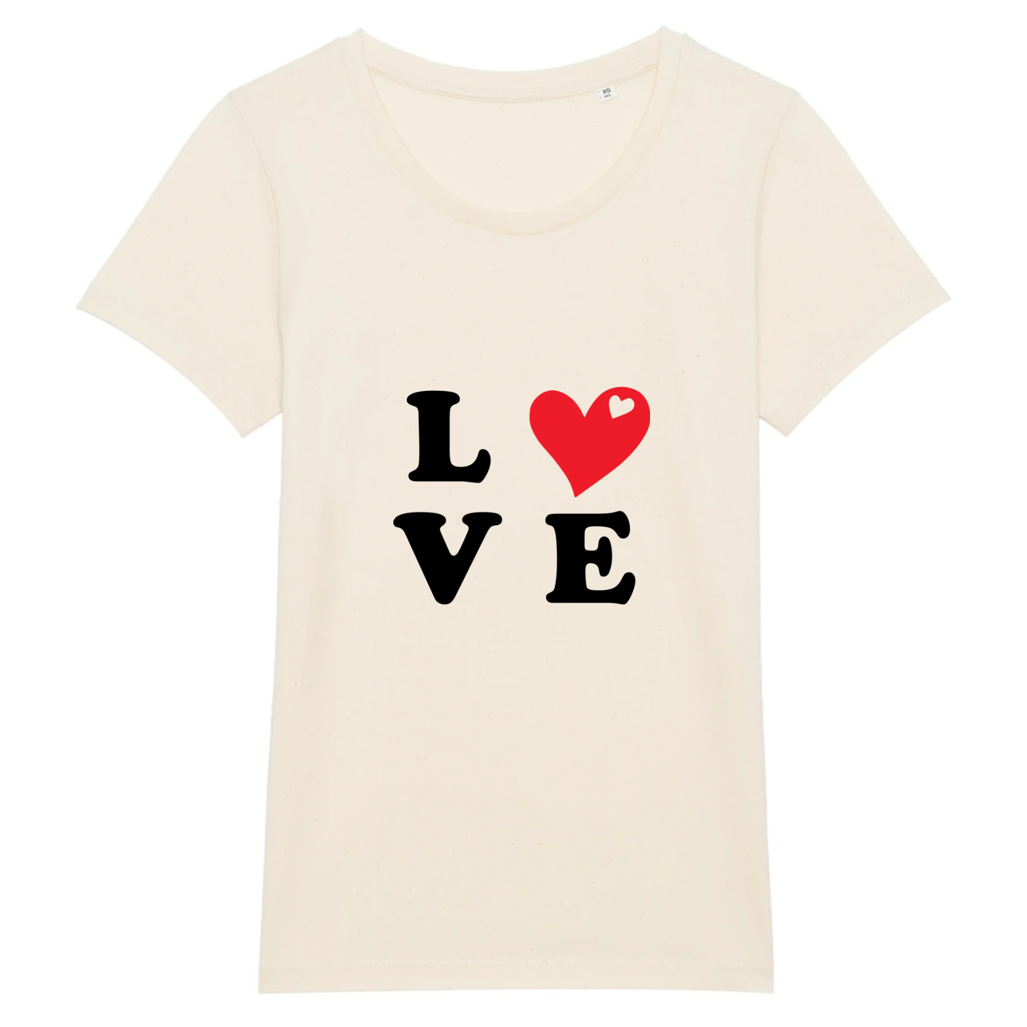 T-shirt naturel Femme manche courte - impression LOVE