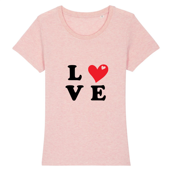 T-shirt rose Femme manche courte - impression LOVE
