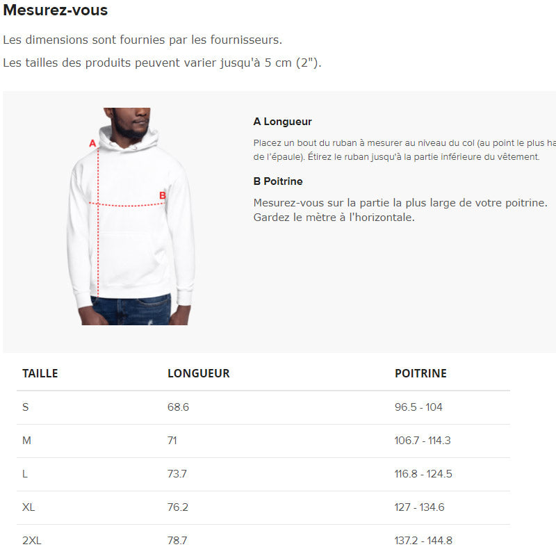 Guide des tailles