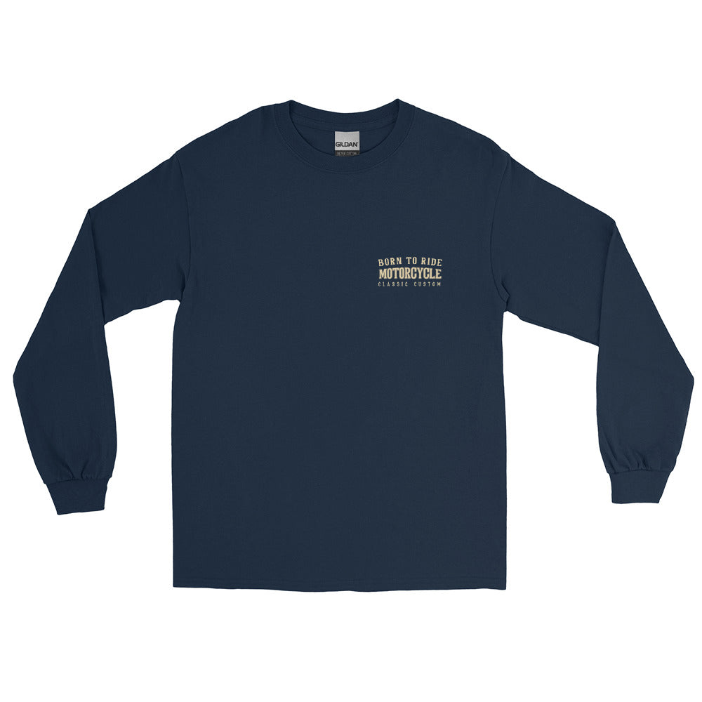 T-shirt motard bleu à manches longues pour homme