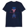 T-shirt Manches Courtes motifs géométriques bleu
