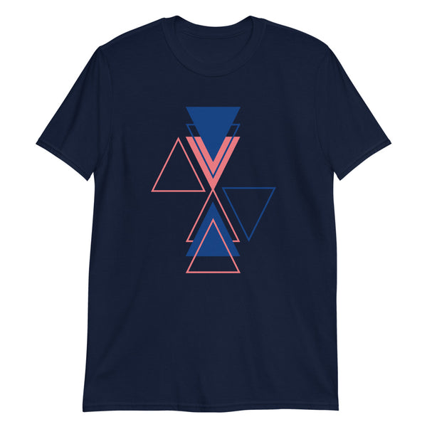 T-shirt Manches Courtes motifs géométriques bleu