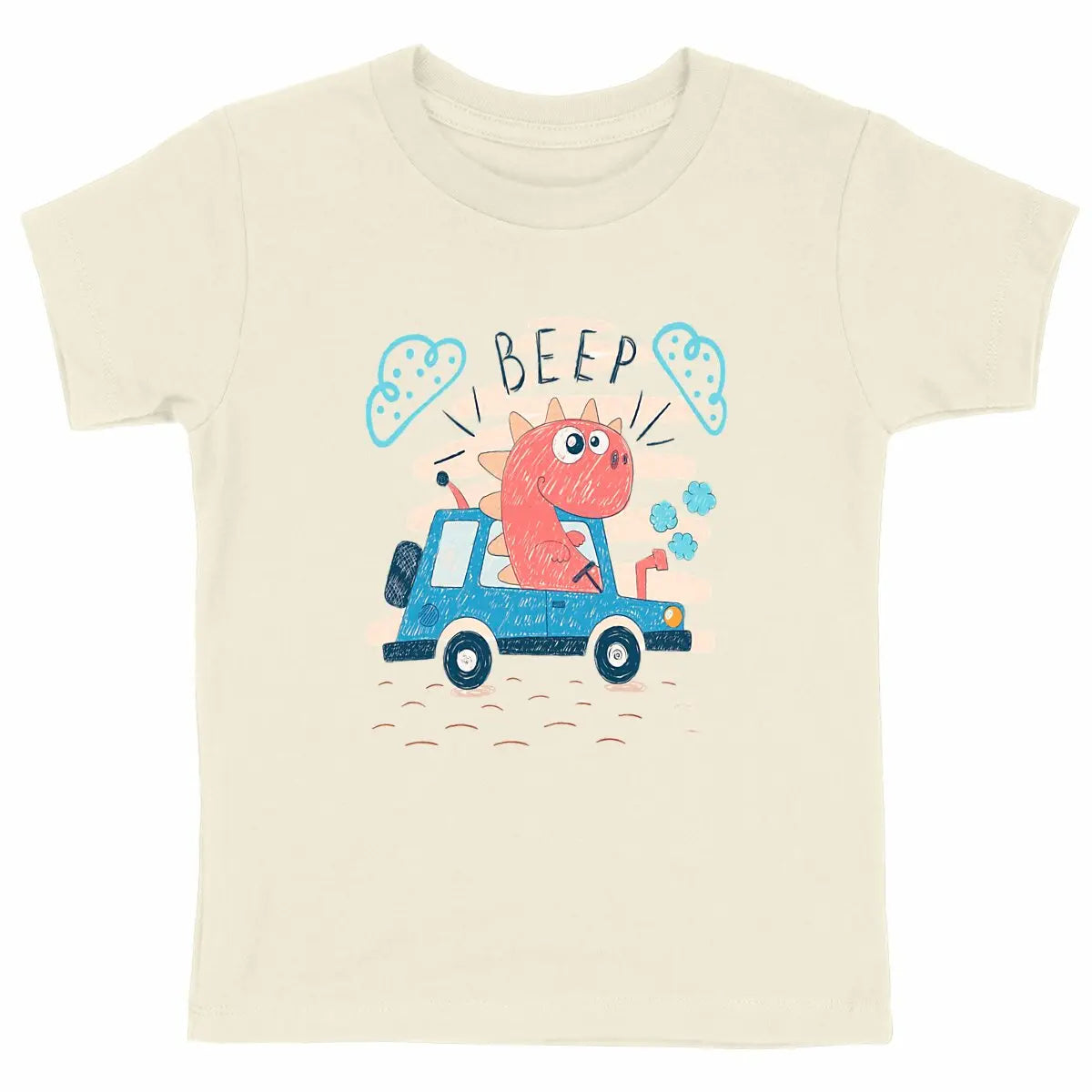 t-shirt dinoseur beige en coton bio pour enfant