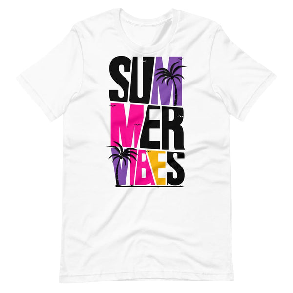 T-shirt blanc unisexe, esprit estival - Summer vibes