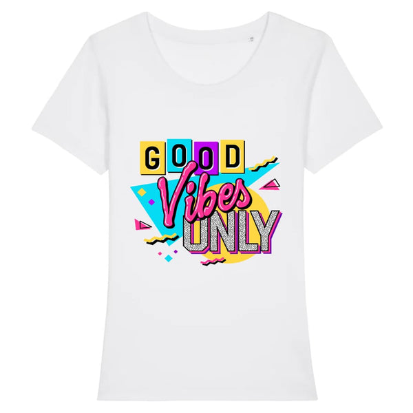 T-shirt blanc design pour Femme, Good Vibes Only