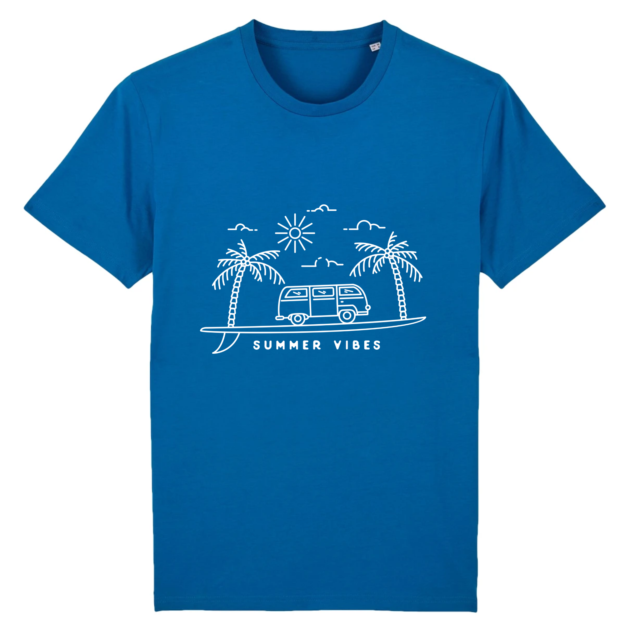 T-shirt homme en coton bio - planche de Surf Bleu