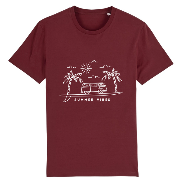 T-shirt homme en coton bio - planche de Surf Bordeaux