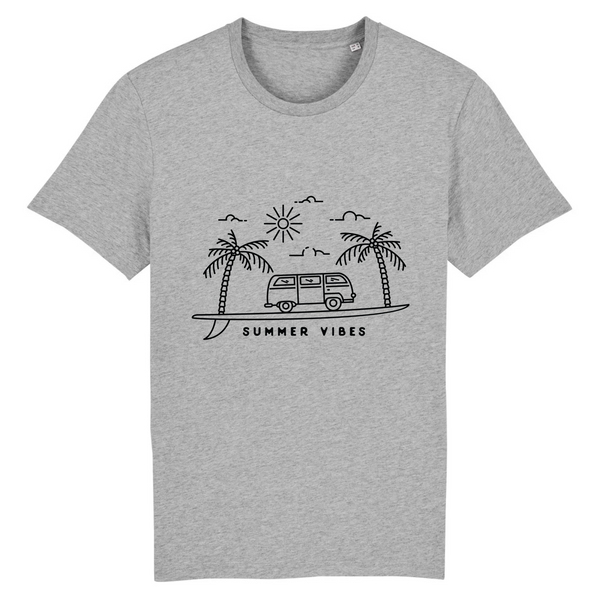 T-shirt homme en coton bio - planche de Surf Gris