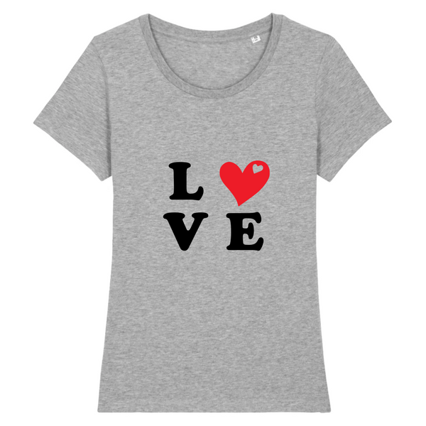 T-shirt gris Femme manche courte  - impression LOVE 