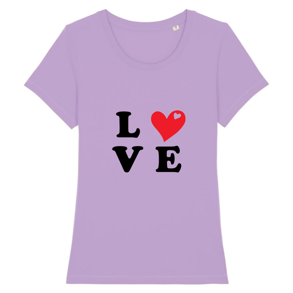 T-shirt lavande Femme manche courte  - impression LOVE 