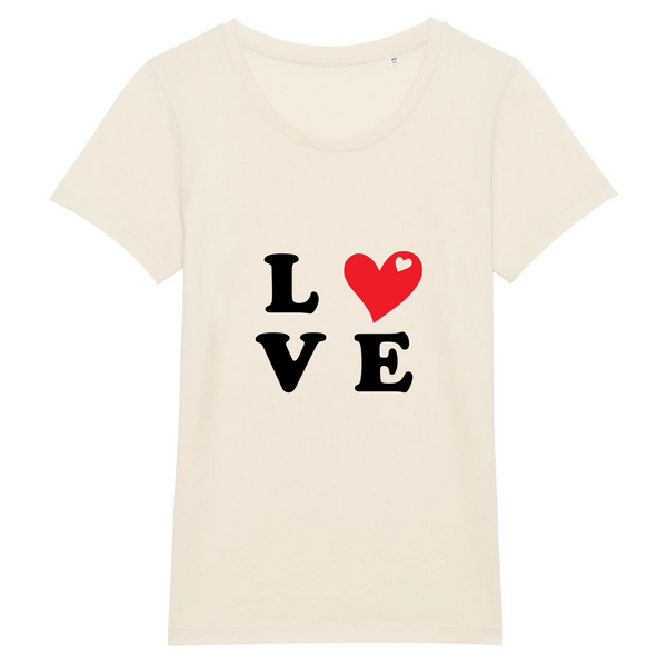 T-shirt  naturel Femme manche courte  - impression LOVE 