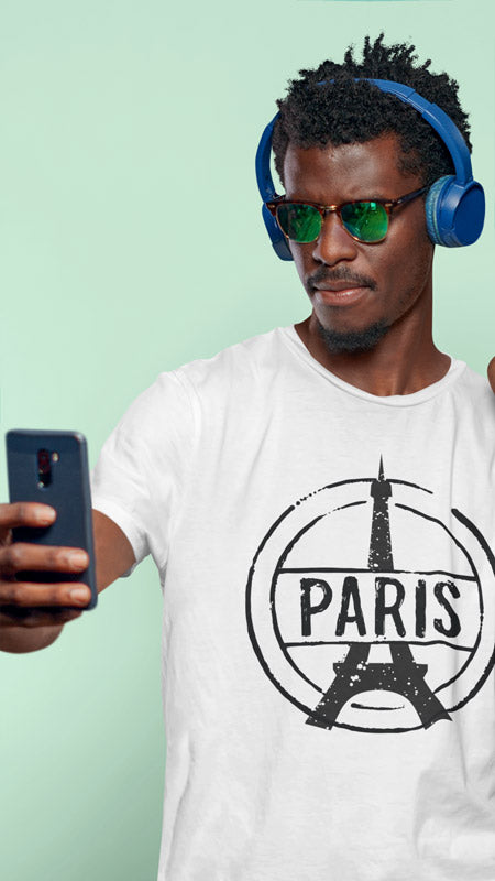 T-shirt blanc col rond Paris