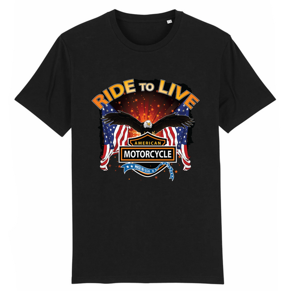 Tee-shirt noir pour motard- Ride to live